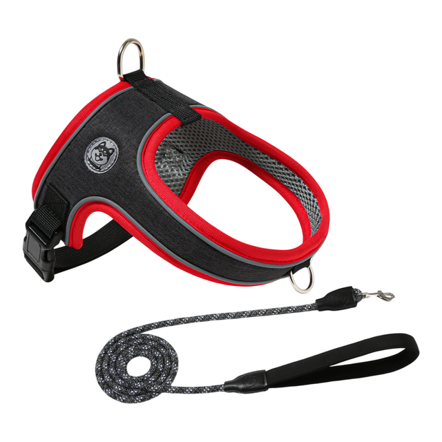 L Size Black Waterproof Reflective Saddle-Style Dog Harness & 1.5M Leash Set — image 1