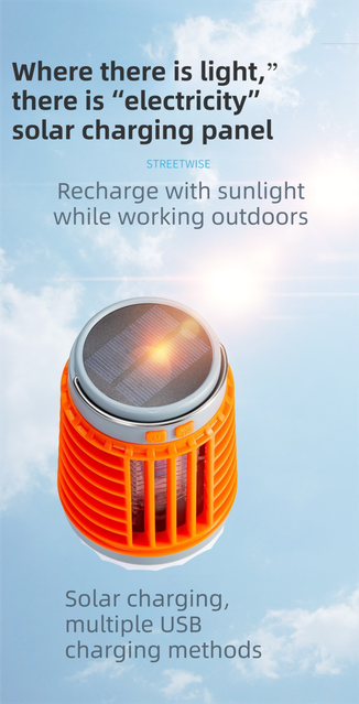 Blue 2-in-1 Cordless Flashlight & Zapper Lantern - Solar view 4