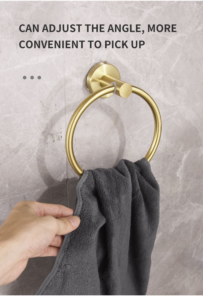 5PCS Matt Gold Stainless Steel Bathroom Organizer Set - Wall-Mounted Rotatable view 4