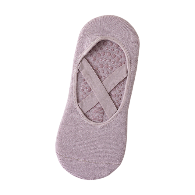 5-Pair Purple Premium Non-Slip Yoga & Pilates Socks with Elastic Cross-Straps — image 1