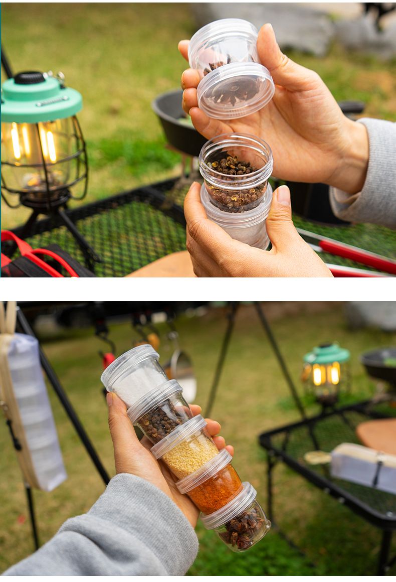 5-Piece Lightweight Stackable Outdoor Spice Jar Set for BBQ Picnic & Travel view 4