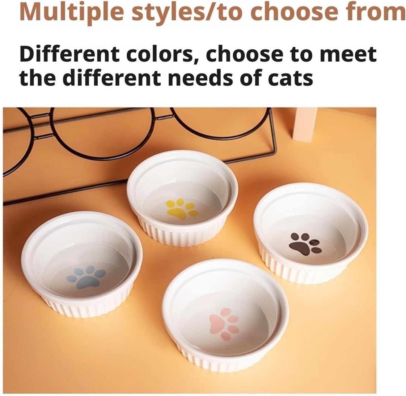 Triple Slanted Ceramic Pet Bowl Set with Elevated Iron Stand and Non Slip Base view 5