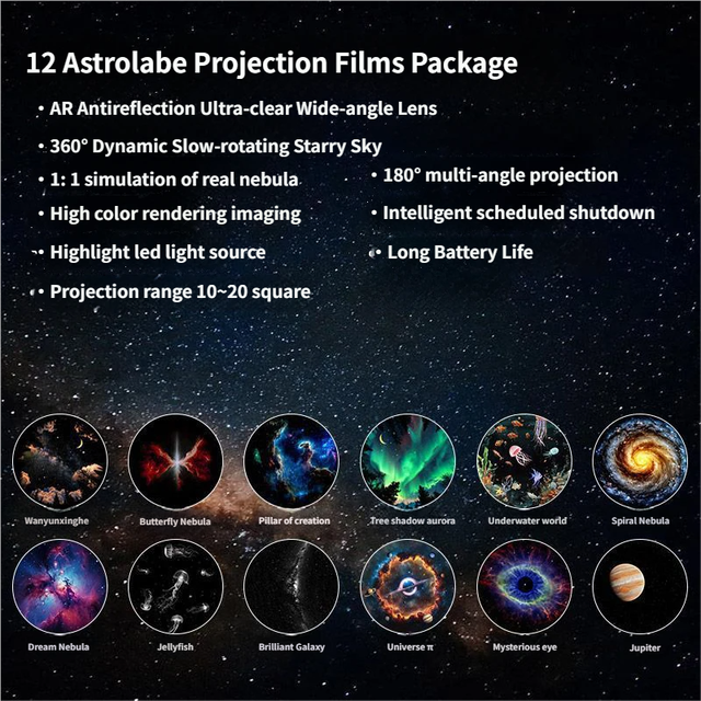 Portable USB Galaxy Night Light Projector with 12 Projection Films view 2