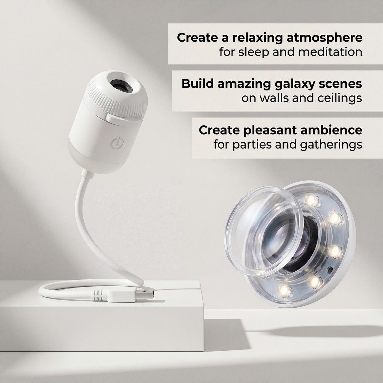 3-Pack Portable USB Galaxy Night Light Projector with 10 Projection Films view 4