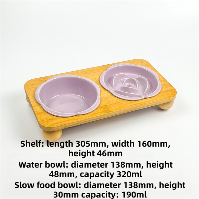 Pink Ceramic Floral Cat Slow Feeder(190ML) & Water Bowl(320ML) Set view 8
