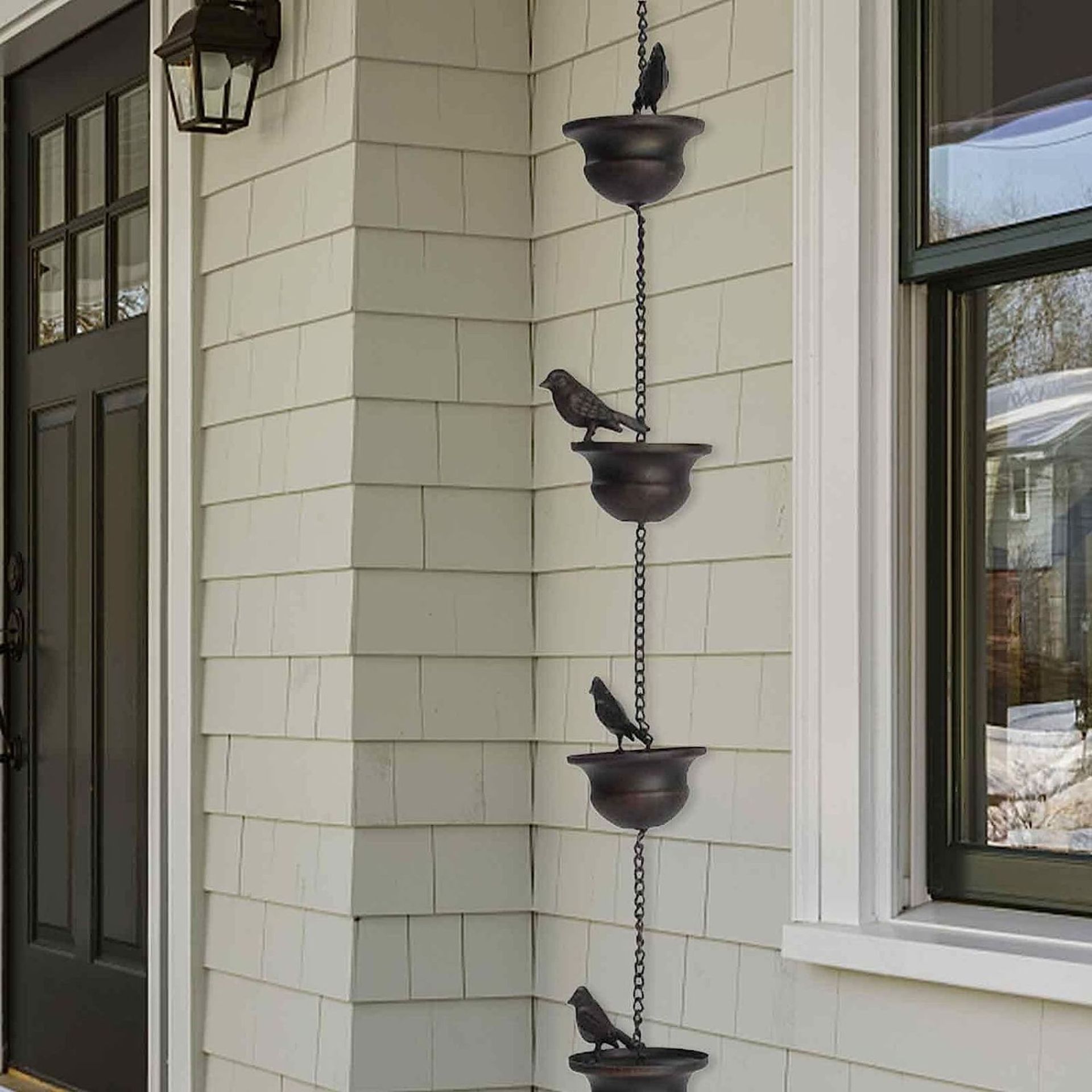Vintage Metal Bird Shaped Rain Chain Catcher - 23.6 Inches Decorative Hanging view 2