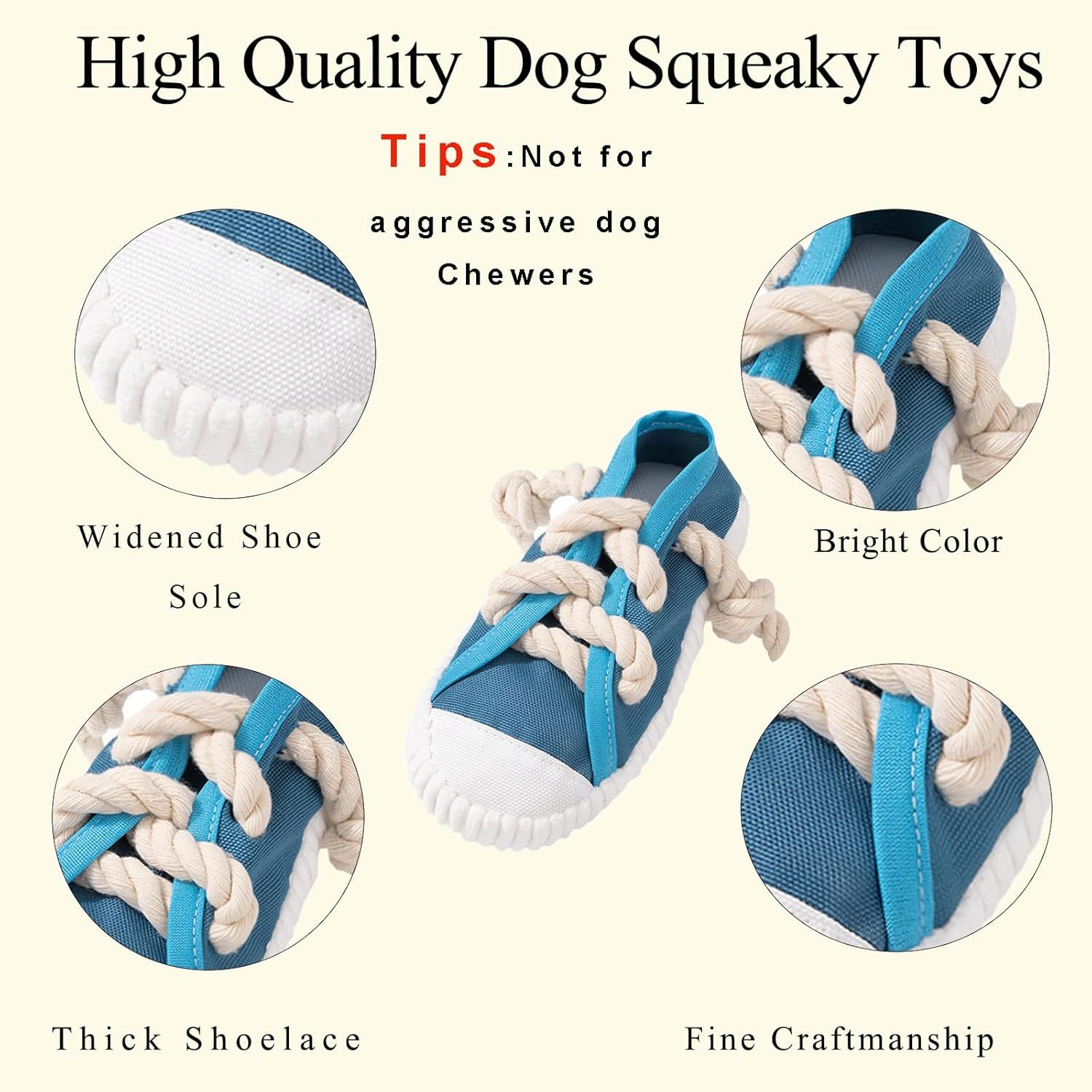 2-Pack Blue Bite Resistant Slipper Interactive Dog Toy Built in BB Squeaky & view 3
