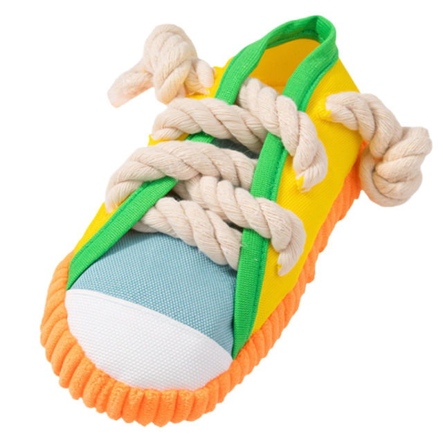 2-Pack Yellow Bite Resistant Slipper Interactive Dog Toy Built in BB Squeaky &
