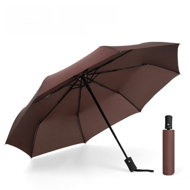 Coffee 97CM Large Folding Automatic Travel Umbrella with 8 Reinforced