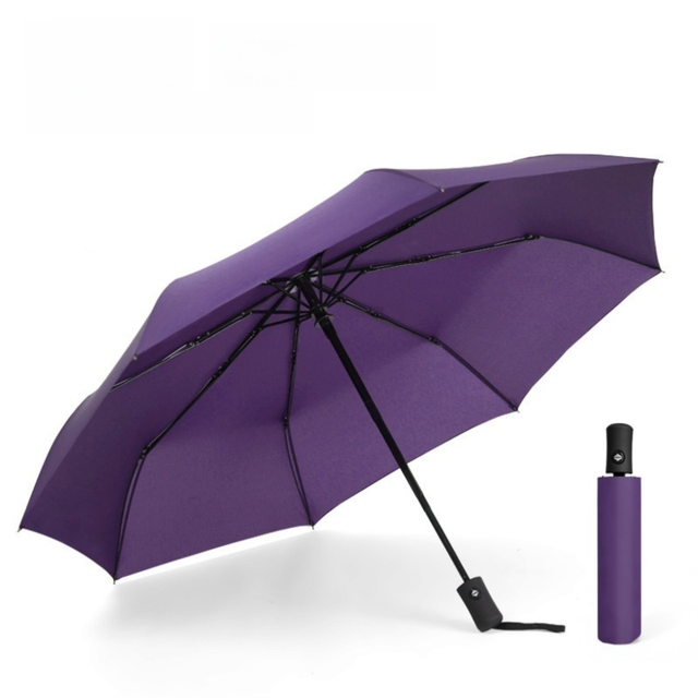 Purple 97CM Large Folding Automatic Travel Umbrella with 8 Reinforced