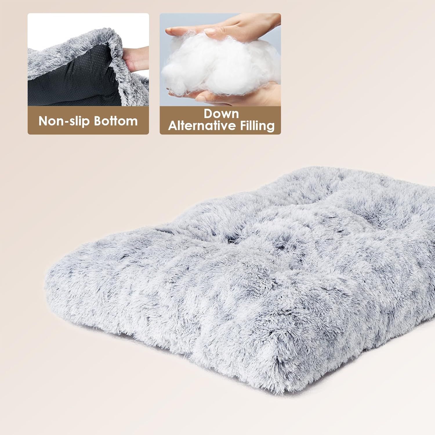 80 x 55 CM Winter Long Plush Dog Bed for Large Dogs - 10CM Thickened Fluffy view 2