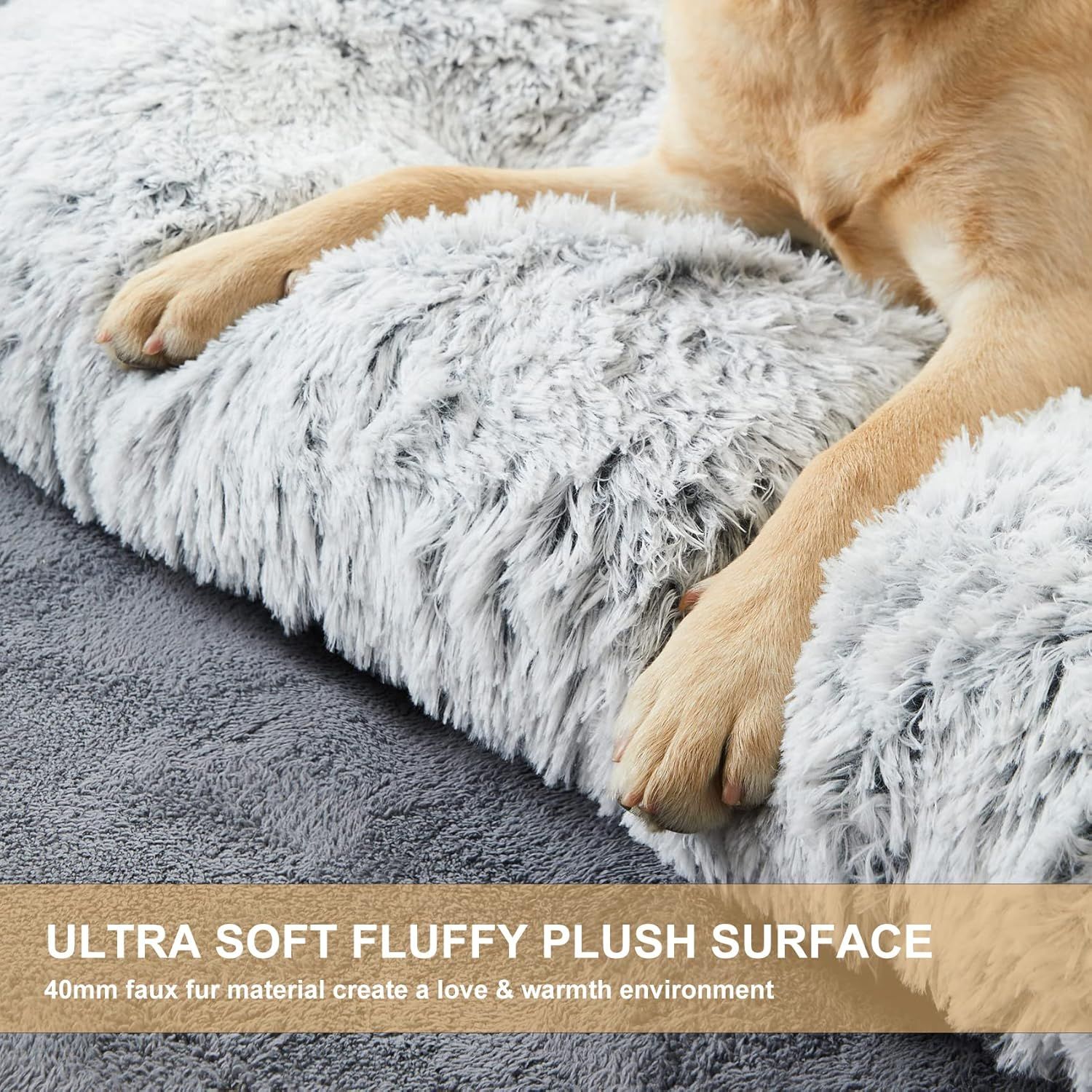80 x 55 CM Winter Long Plush Dog Bed for Large Dogs - 10CM Thickened Fluffy view 6