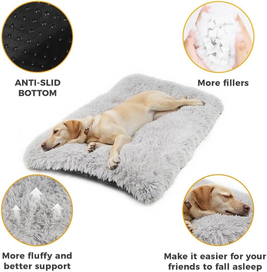 80 x 55 CM Winter Long Plush Dog Bed for Large Dogs - 10CM Thickened Fluffy view 8