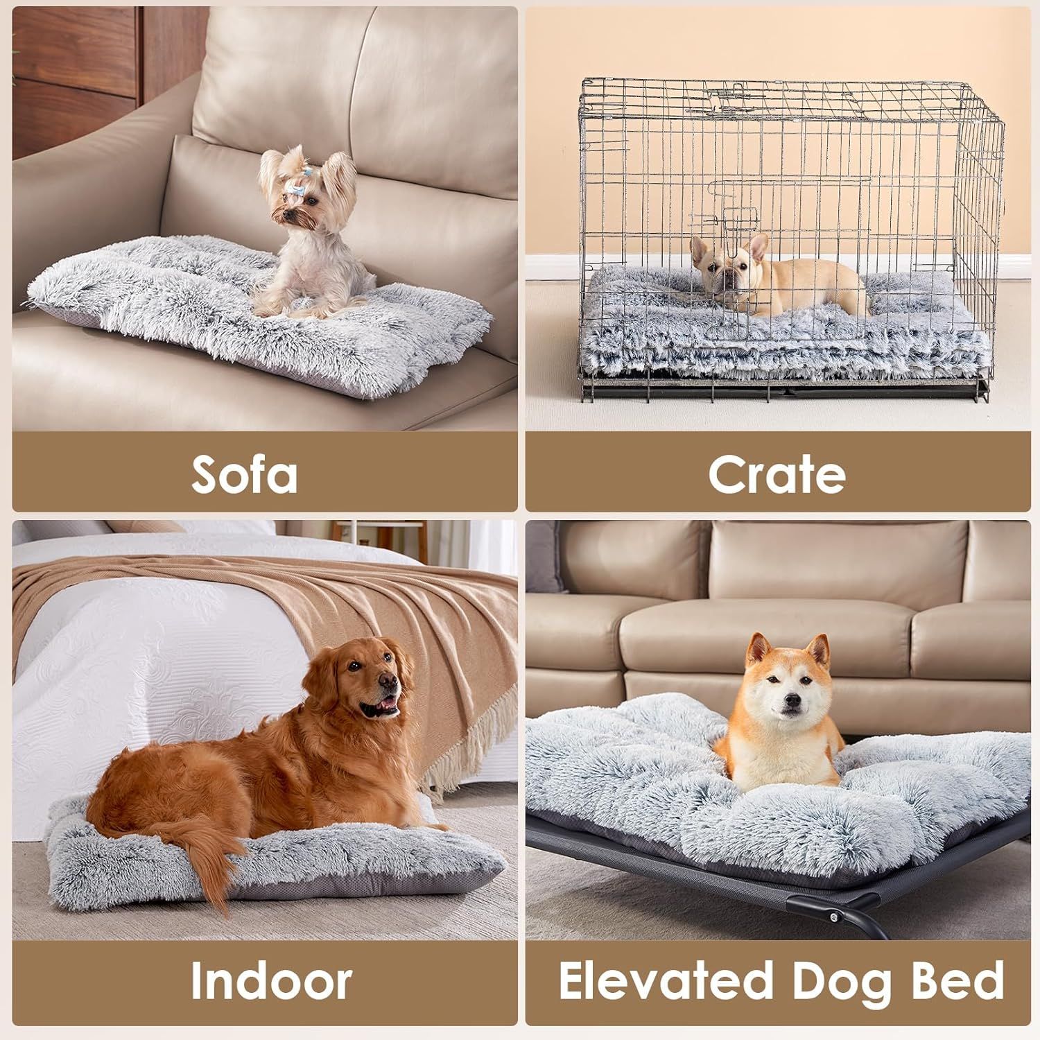 95 x 65 CM Winter Long Plush Dog Bed for Large Dogs - 10CM Thickened Fluffy view 5