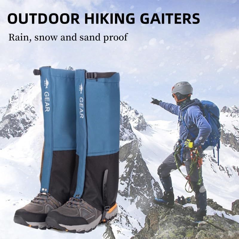Black Breathable Nylon Waterproof Hiking Leg Gaiters and Snow Boot Gaiters view 2