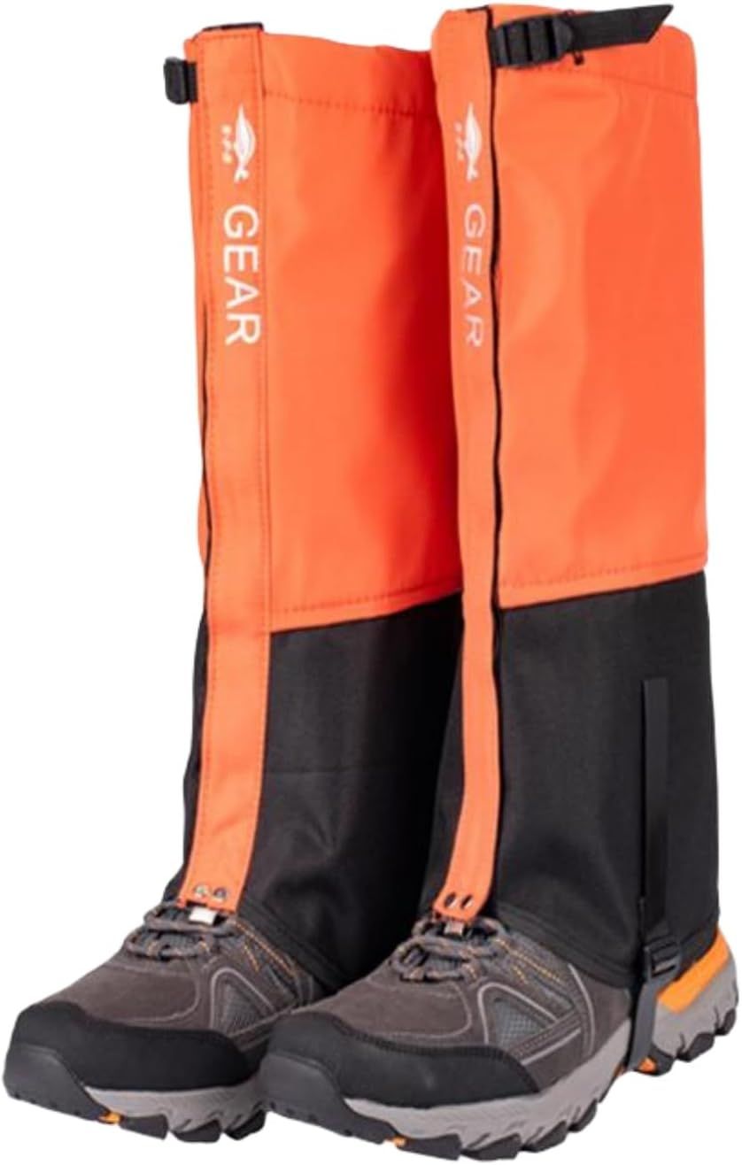 Orange Breathable Nylon Waterproof Hiking Leg Gaiters and Snow Boot Gaiters