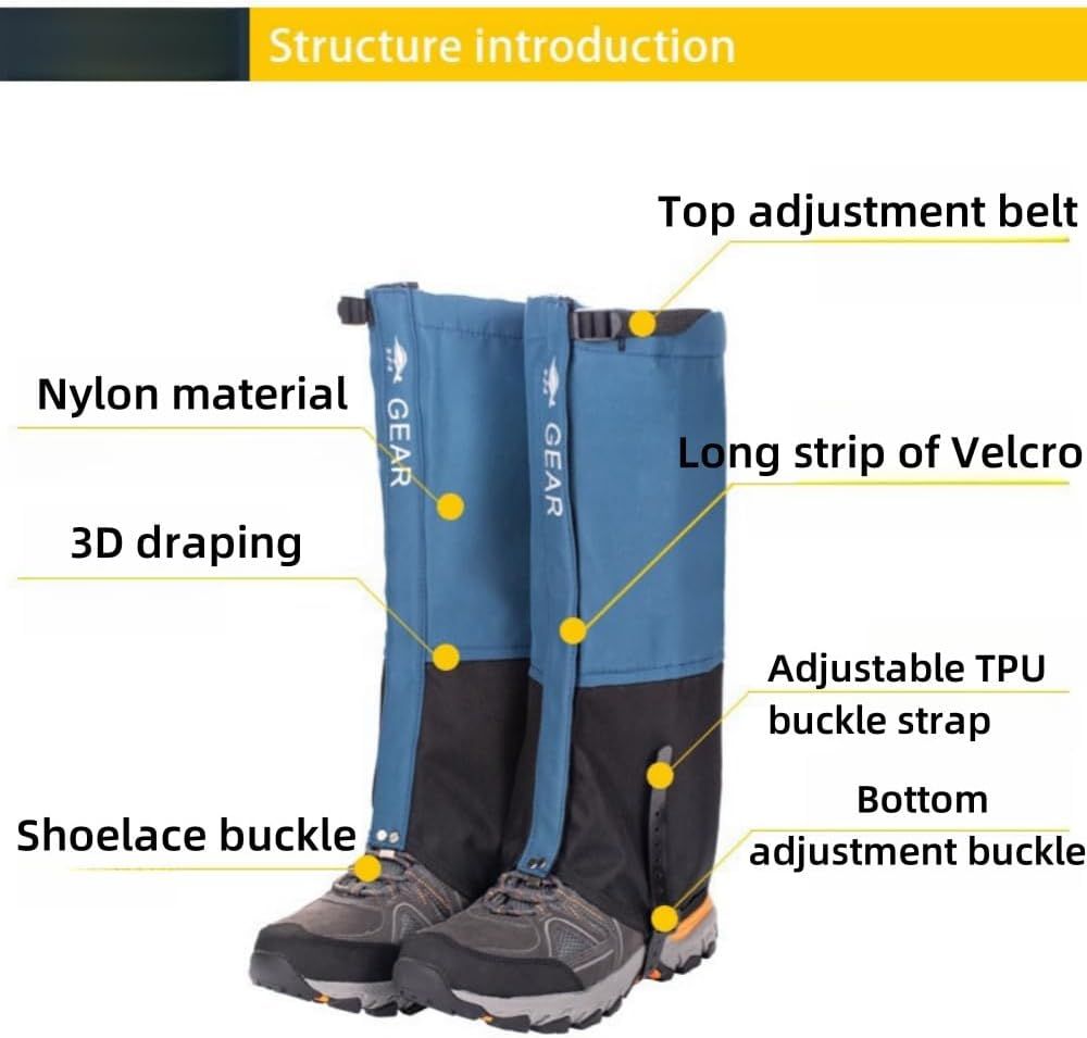 Orange Breathable Nylon Waterproof Hiking Leg Gaiters and Snow Boot Gaiters view 4