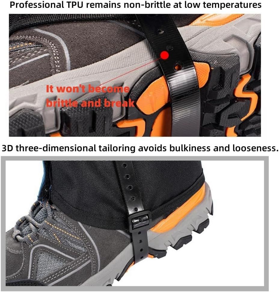 Green Breathable Nylon Waterproof Hiking Leg Gaiters and Snow Boot Gaiters view 6