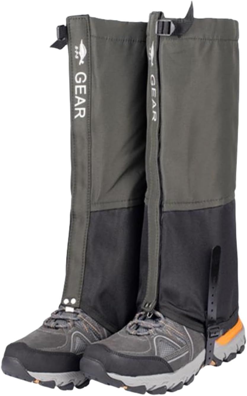 Green Breathable Nylon Waterproof Hiking Leg Gaiters and Snow Boot Gaiters