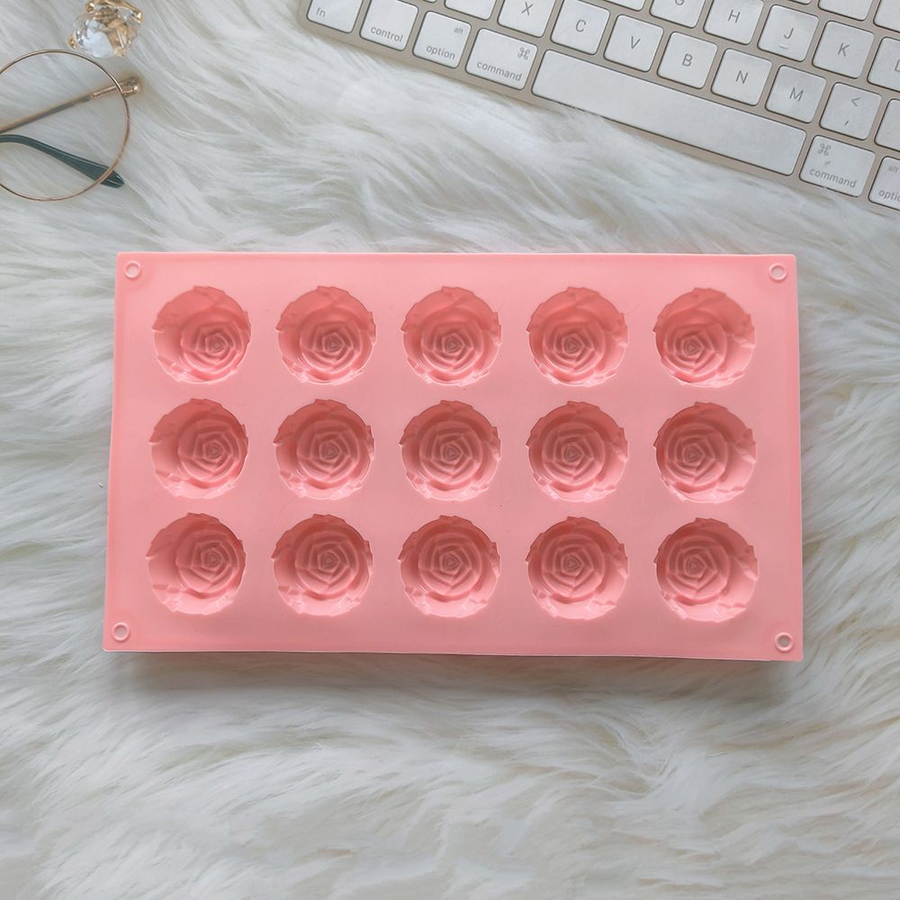 2PCS Pink 3D Rose Shaped Silicone Baking Mold (15 Cavity) - Non-Stick Cake