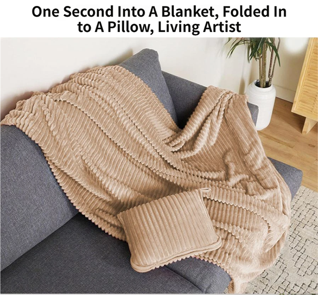 2-in-1 Pink Soft Ribbed Flannel Travel Blanket view 4