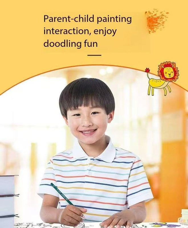 2 Piece- 6M Coloring Scroll Drawing Paper and 12-Color Marker Set view 2