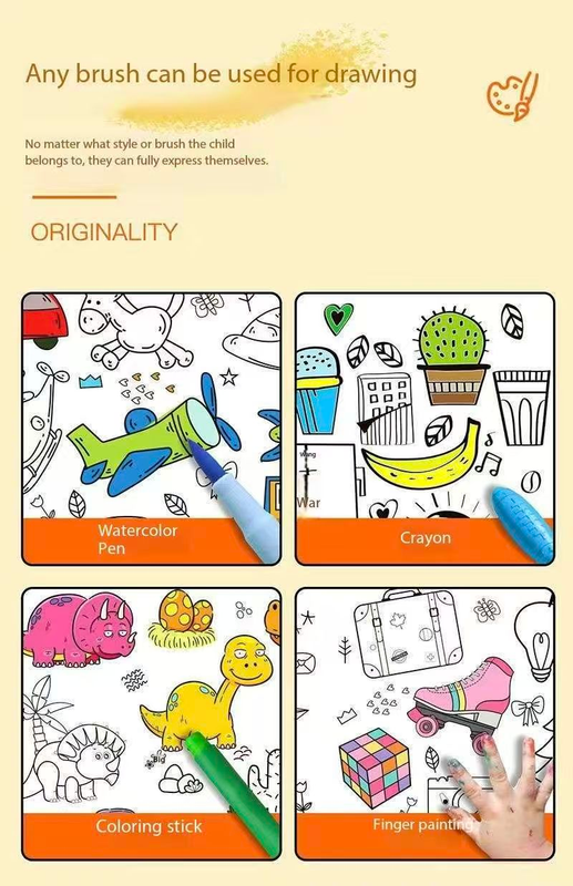 2 Piece- 6M Coloring Scroll Drawing Paper and 12-Color Marker Set view 5