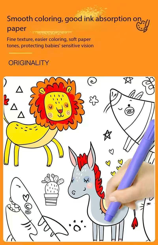 4 Piece- 3pce*3M Coloring Scroll Drawing Paper and 12-Color Marker Set view 3