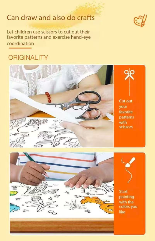 4 Piece- 3pce*3M Coloring Scroll Drawing Paper and 12-Color Marker Set view 4