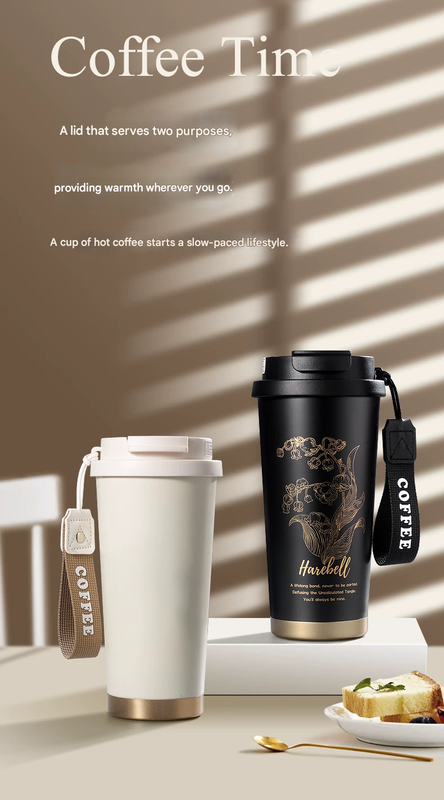 White 316 Stainless Steel Insulated Coffee Tumbler 500ml with Dual-Use Lid view 2