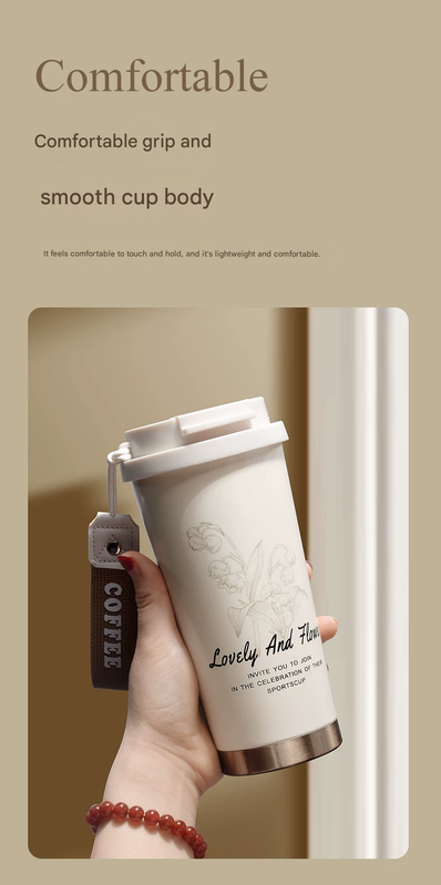 White 316 Stainless Steel Insulated Coffee Tumbler 500ml with Dual-Use Lid view 10