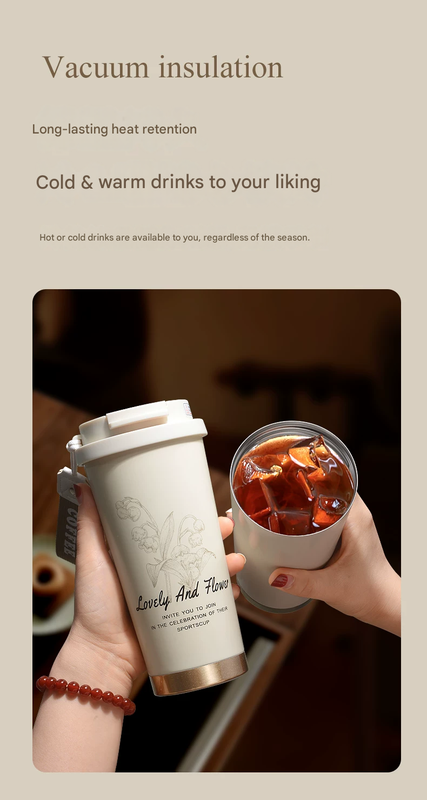 Black 316 Stainless Steel Insulated Coffee Tumbler 500ml with Dual-Use Lid view 7