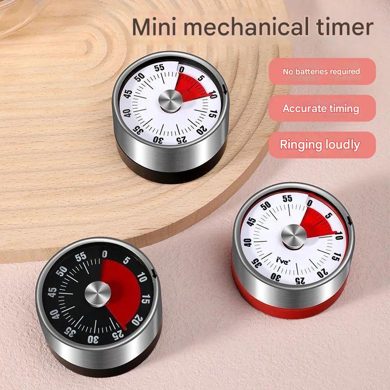 Red Stainless Steel Magnetic Kitchen Timer - 60 Minute Mechanical Countdown view 5