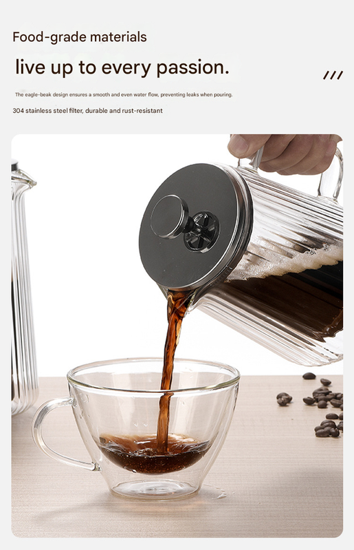 1000ML Double Wall Glass French Press Coffee Maker - Borosilicate Glass Coffee view 6