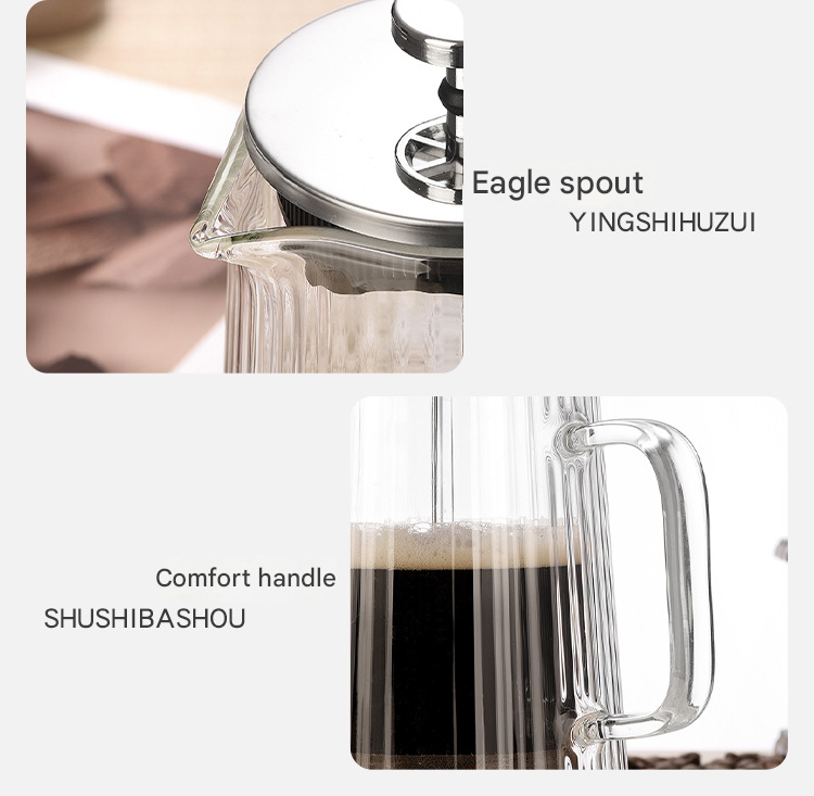1000ML Double Wall Glass French Press Coffee Maker - Borosilicate Glass Coffee view 7