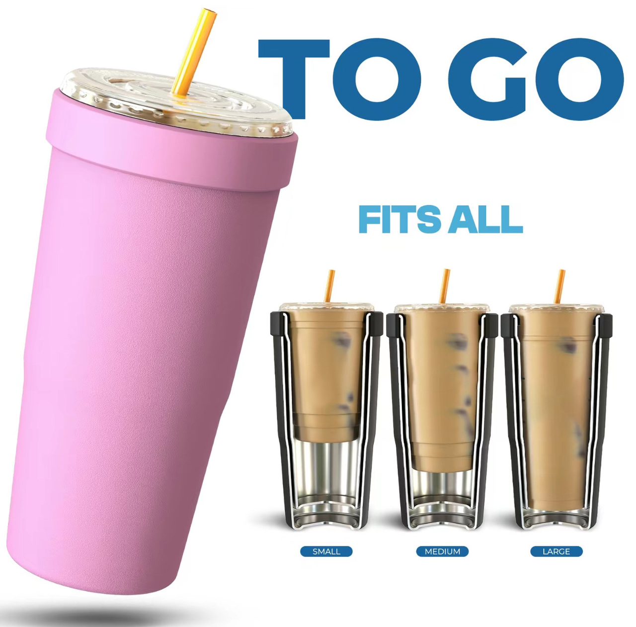 2-piece Pink-orange and Blue-black 30oz Stainless Steel Tumbler with Universal view 5
