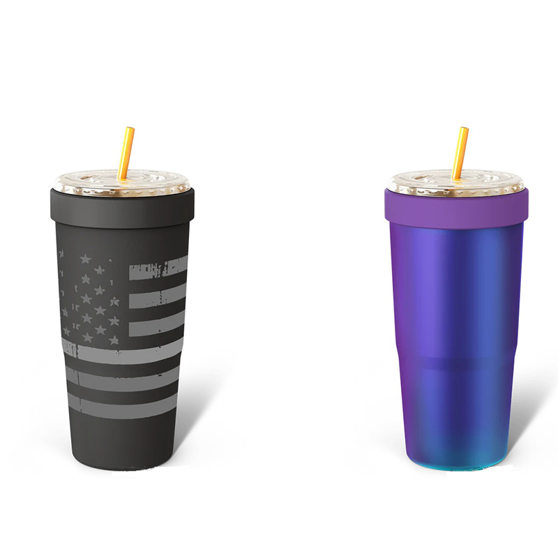 2-piece Grey and Blue 30oz Stainless Steel Tumbler with Universal Cup