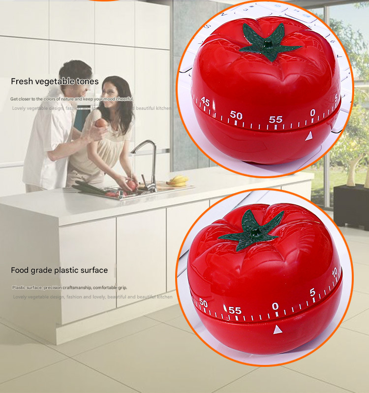 Small Size Tomato-shaped alarm Kitchen Timer - 60 Minute Mechanical Countdown view 4
