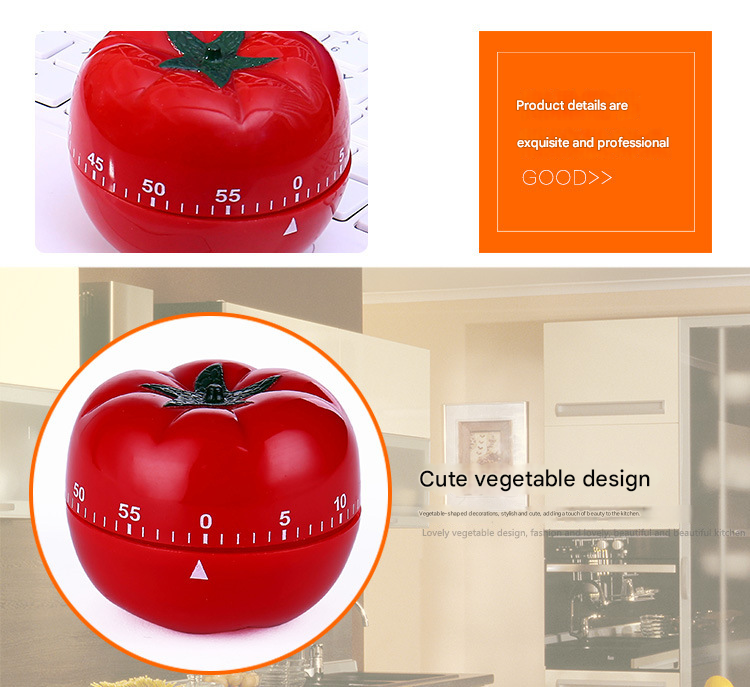 Big Size Tomato-shaped alarm Kitchen Timer - 60 Minute Mechanical Countdown view 3