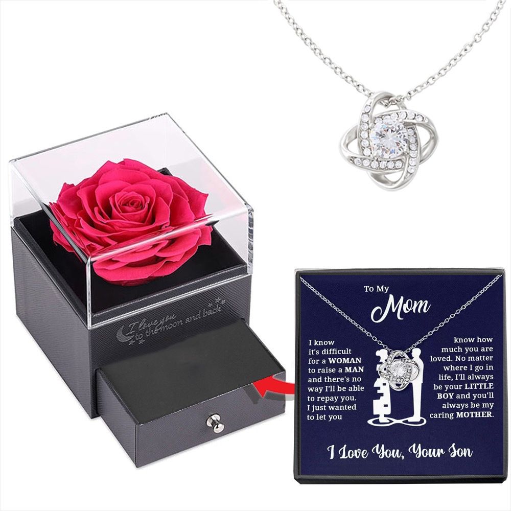 silvery white Necklace Rose Box Set Eternal Star Three-Leaf Clover Necklace