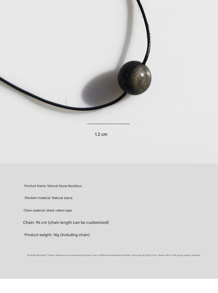 6-piece Vintage Geometric Natural Stone Bead Pendant Necklace Adjustable Black view 5