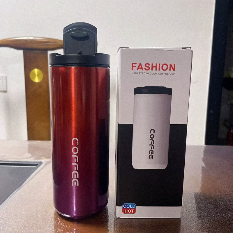 Gradient Red Stainless Steel Coffee Mug 500ml Vacuum Insulated Travel Cup 8