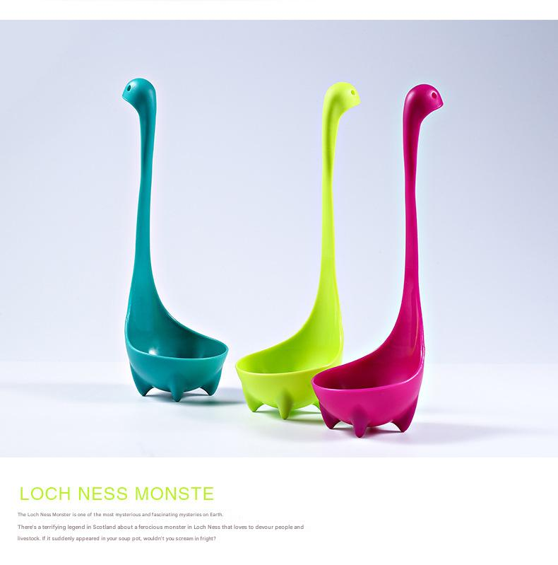 Green Nessie Ladle Loch Ness Monster Soup Spoon Cute Dinosaur Shaped Standing view 4
