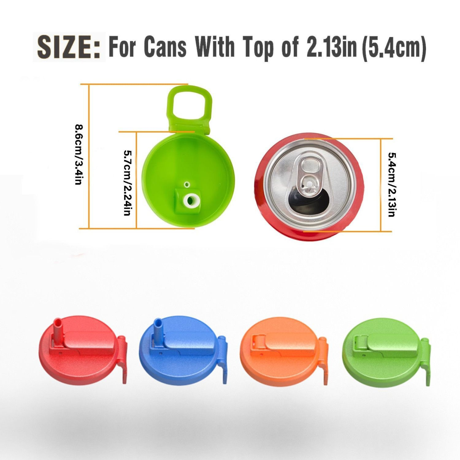 Grey Reusable Soda Can Lid with Straw and Carrying Handle - Spill-Proof view 3