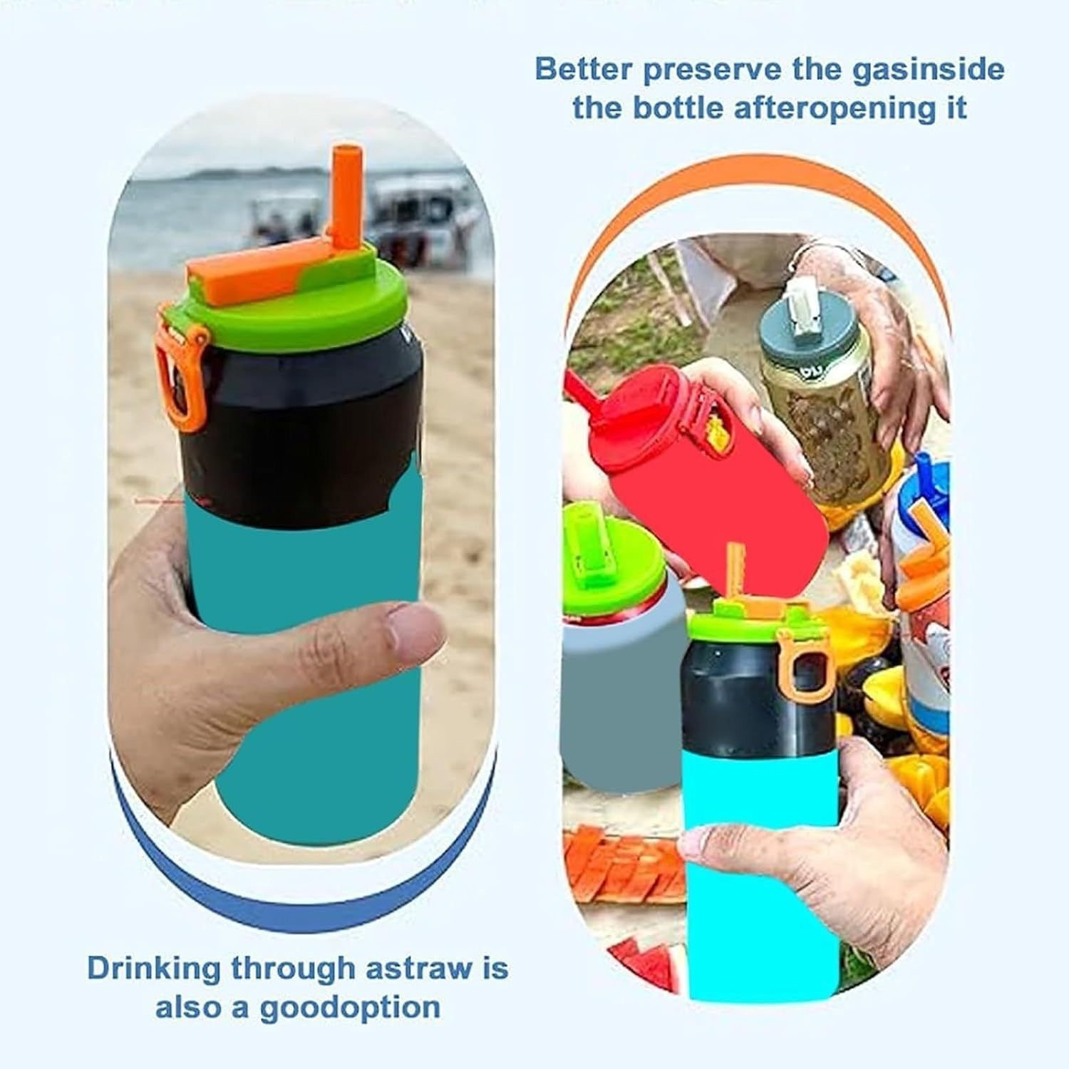 4-piece(Purple and Grey and Green and Blue) Reusable Soda Can Lid with Straw view 6