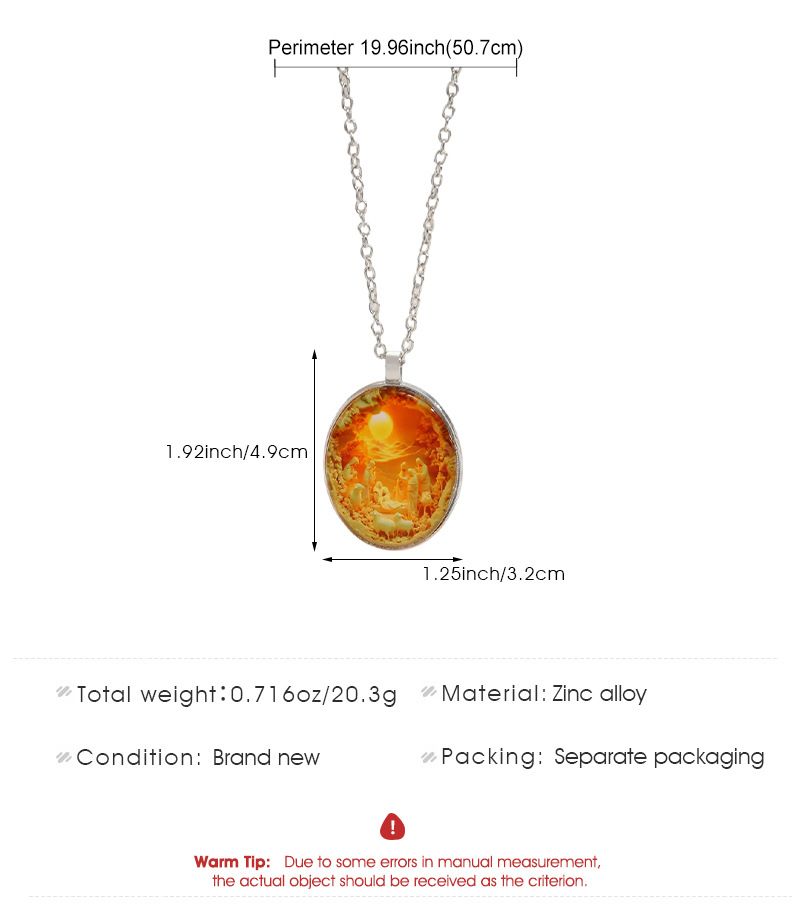 3D Nativity Scene Necklace- Oval Pendant view 4