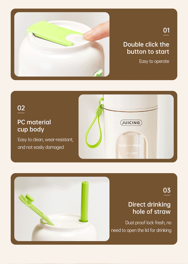 Purple Portable Wireless Juicer Blender Cup - 350ml USB Rechargeable Personal view 14