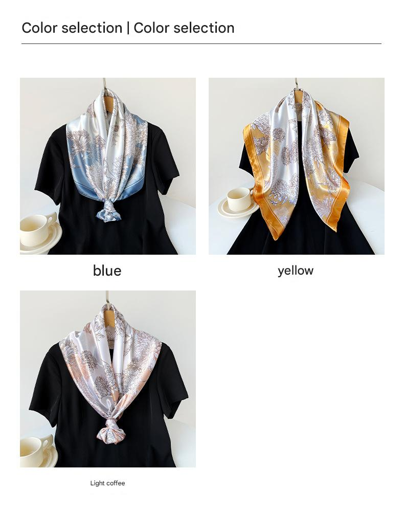 Light coffee Gift Box Set Elegant 90x90cm Women's Square Scarf - Vintage view 5