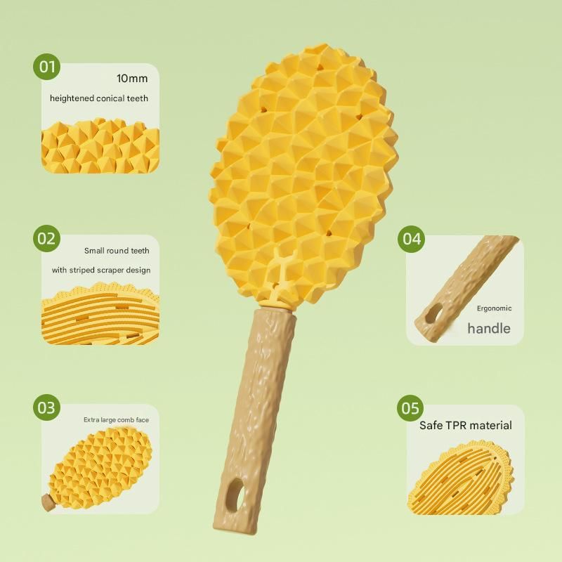 2-piece green Pet Durian Massage Grooming Brush - TPR Double-Sided Deshedding view 5