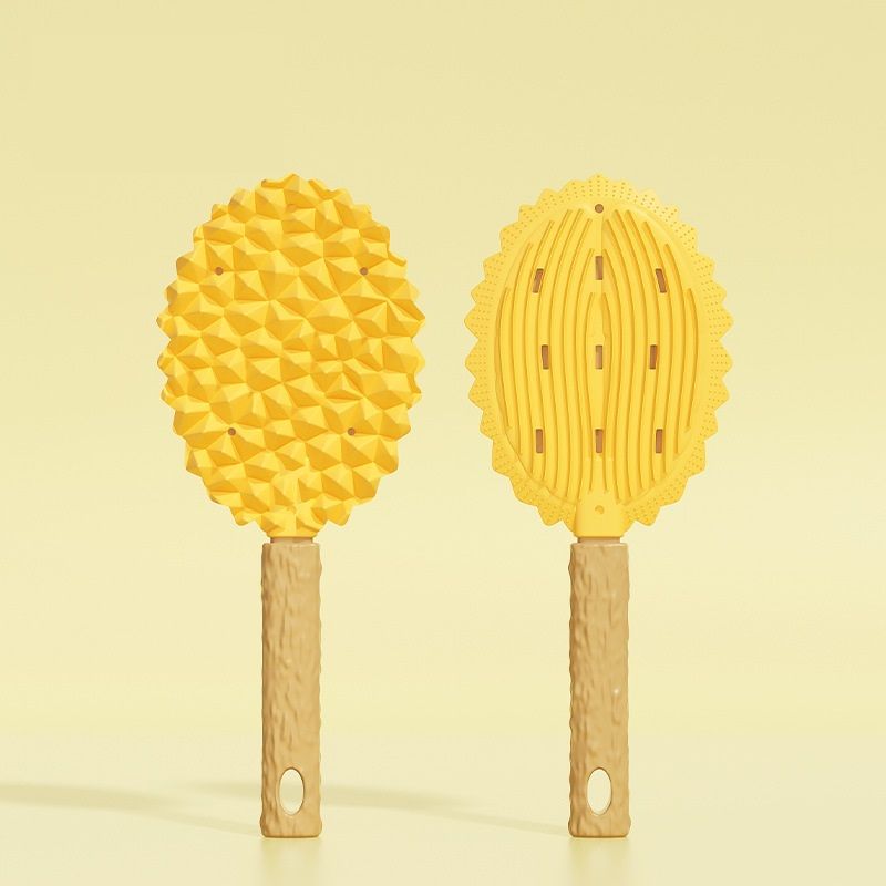 2-piece yellow Pet Durian Massage Grooming Brush - TPR Double-Sided Deshedding